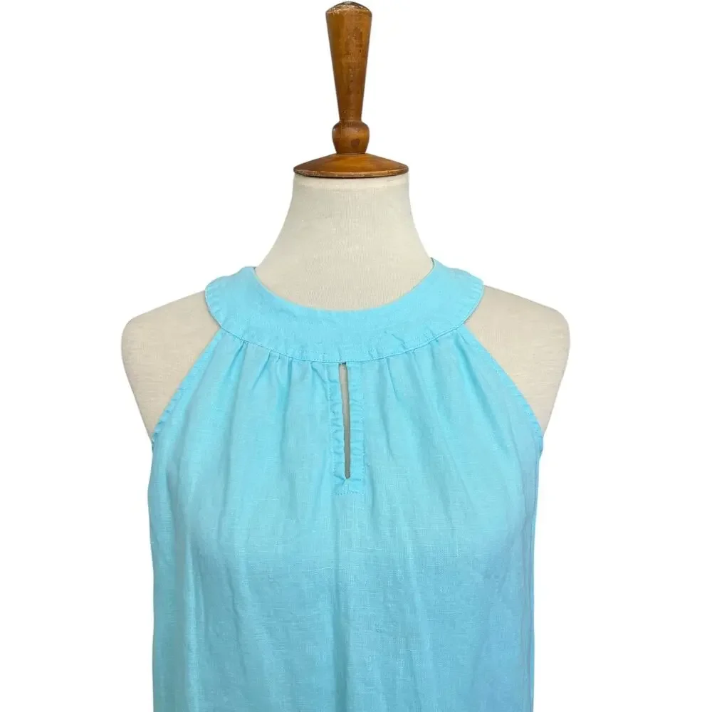 St. Tropez West 100% Linen Vacation Summer Classic Sleeveless Dress Size Small
